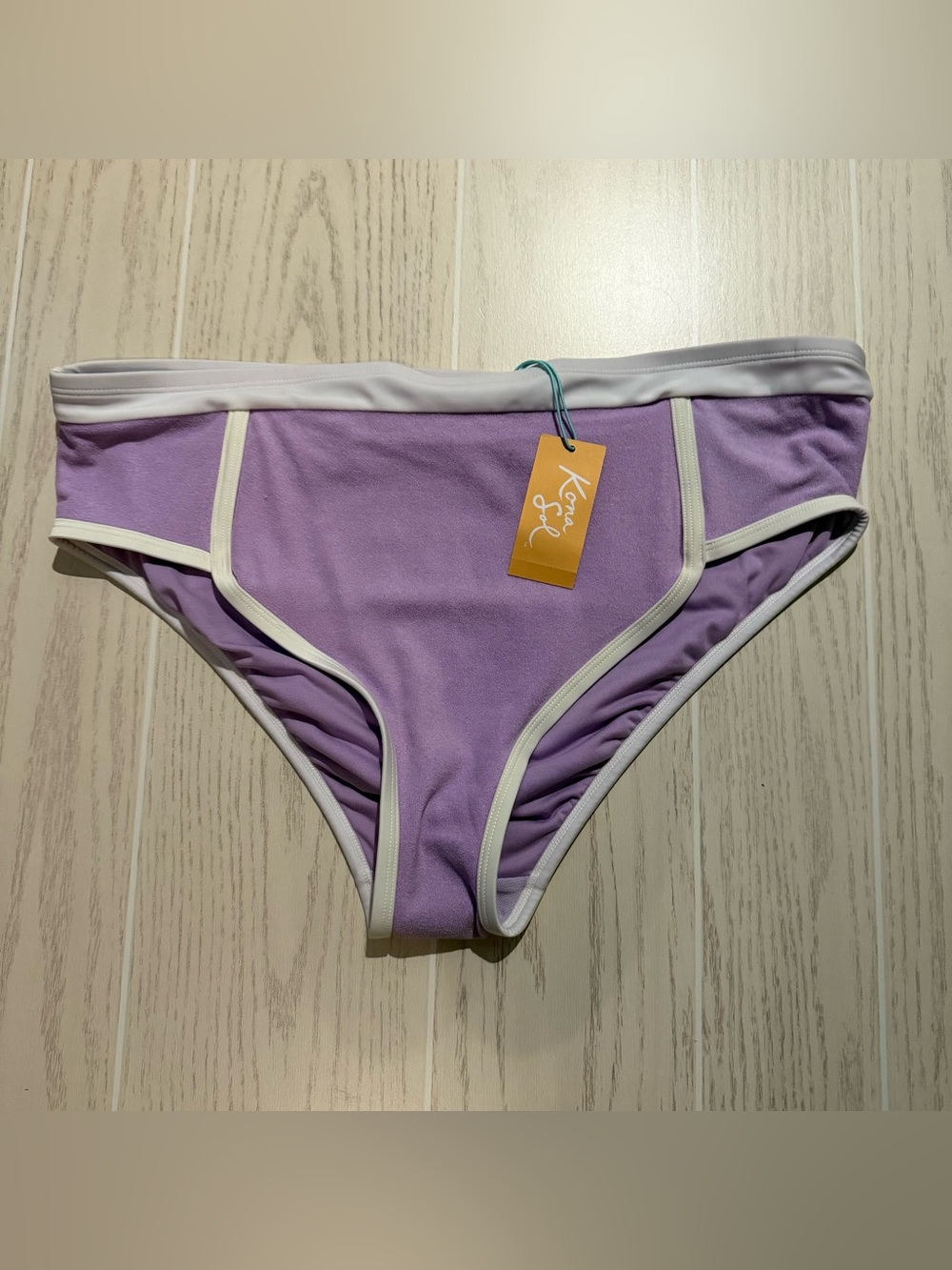 Kona Sol Women’s Plus 1X Purple Swim Bikini Bottom White Trim NWT‎